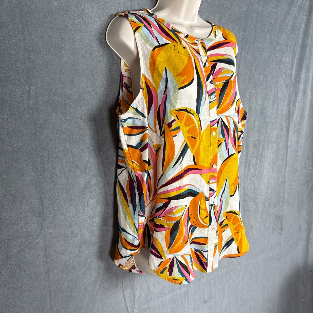 C&C California Womens L Linen Sleeveless Tank Top Beach Bright Boho Summer - Picture 6 of 15